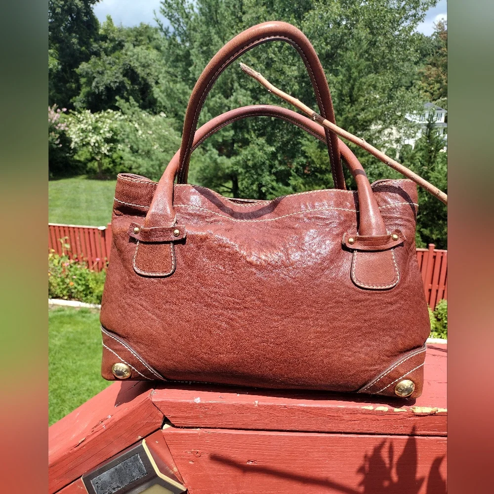 Dolce & Gabbana D_ Ring Satchel Brown Leather With Gold Hardware  vintage